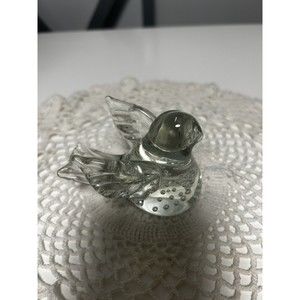 Art Glass Crystal Clear Bird  Swallow Paperweight Figurine Hand Blown Bubbles